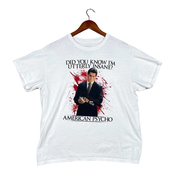 American Psycho Shirt Utterly insane Christian Bale Licensed Merchandise sz L - Picture 1 of 4